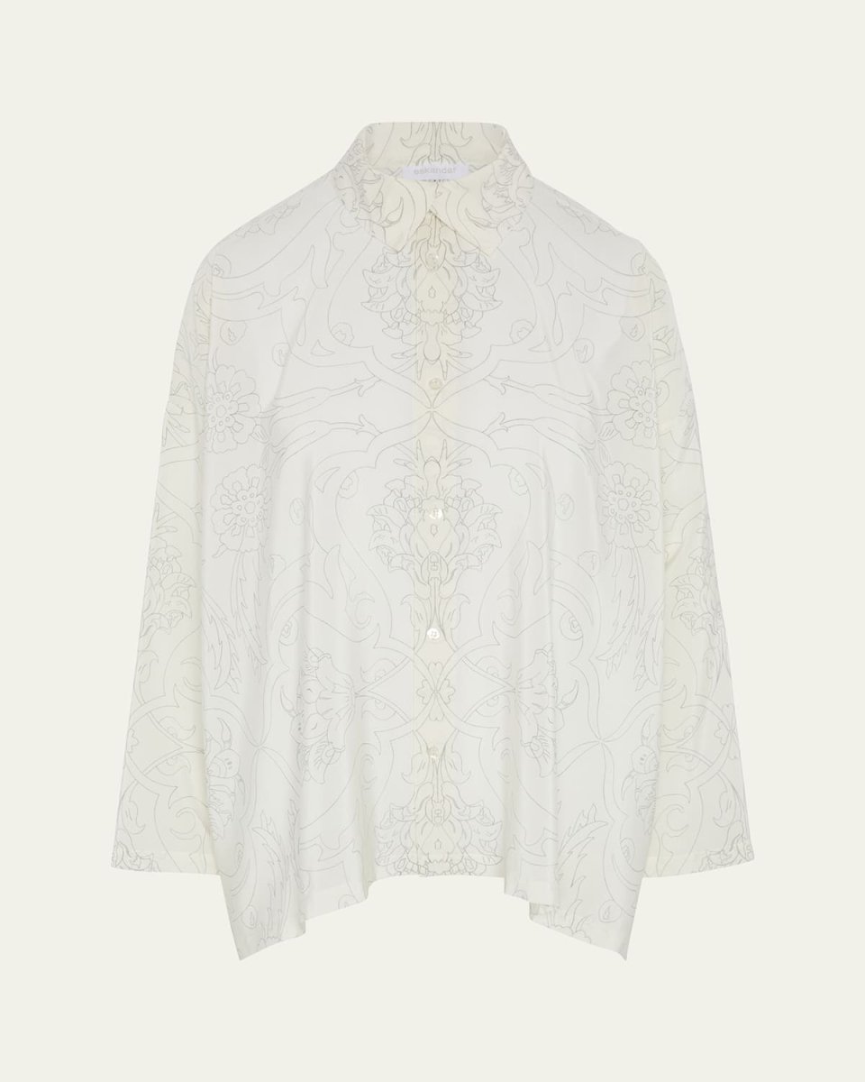 Wide A-Line Scrunch-Neck Shirt (Mid Plus Length)